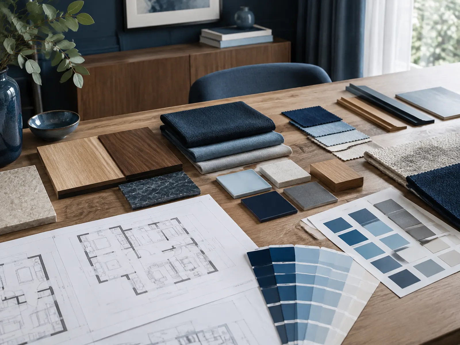 Échantillons de matériaux et plans d'aménagement intérieur