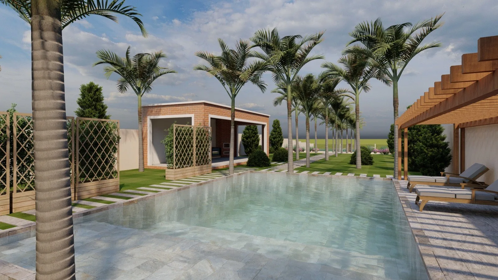 Aménagement extérieur avec piscine